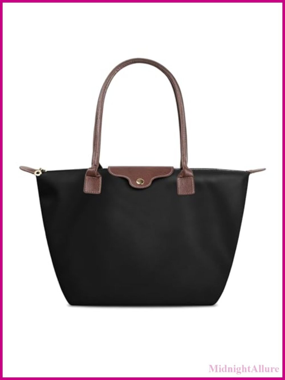 Nylon Tote Bag Foldable Lightweight Work Handbag with Zipper